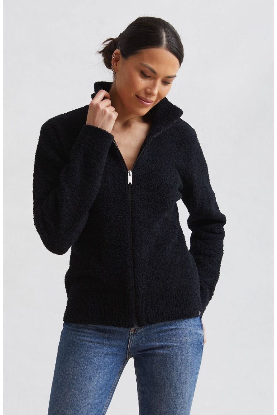 Kashwere Women's Microfiber Fleece sport Full Zip black Jacket S NWT
